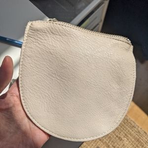 BAGGU leather U pouch small cream off white